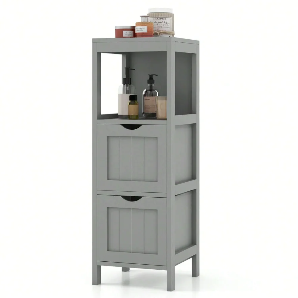 

Floor Cabinet Freestanding Side Storage Organizer With 2 Removable Drawers Brown Grey Black Back To School