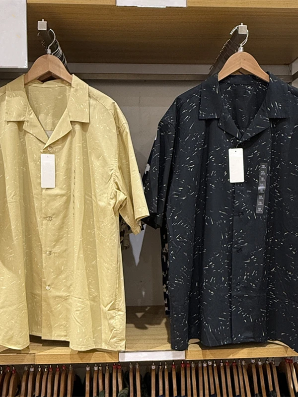 

Summer Modal Cotton Blend Printed ort Sve irt Men's Women's Loose Fit Breathable Youth Casual Floral Pattern Button up