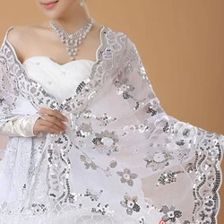 New Bride Wedding Dress Women Cheongsam Shawl White Lace Embroidered Sequins Lon