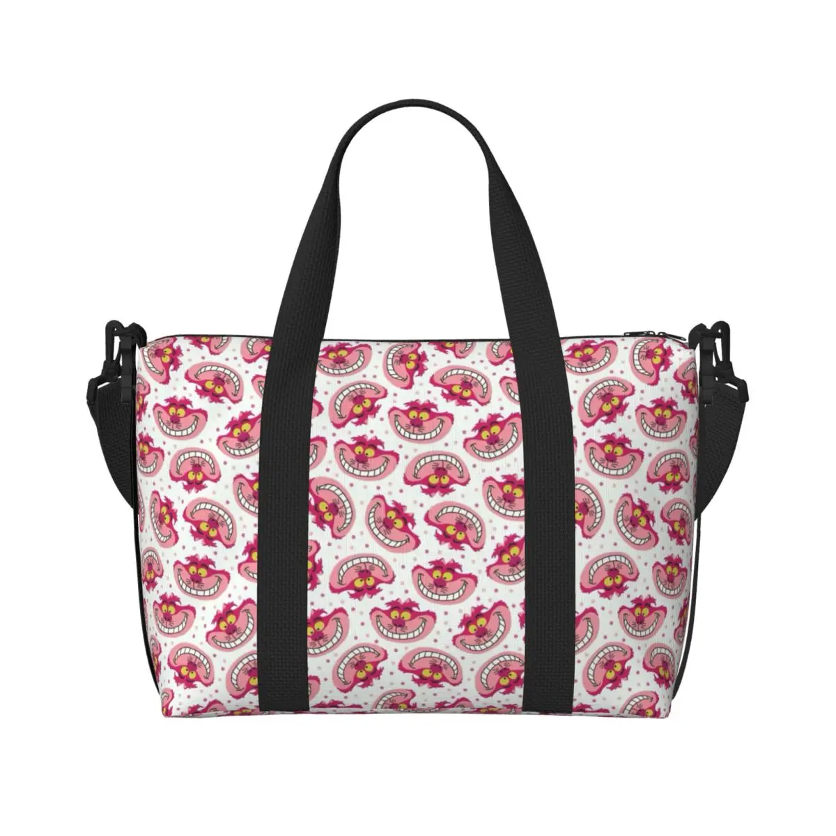 

Custom C-Cheshire Cat Tote Bag Women Large Capacity Beach Gym Shoulder Travel Bag