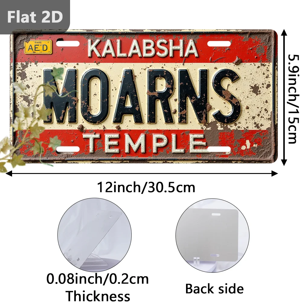 2D Flat Vintage Aluminum Metal Sign Kalabsha Moarns Temple Travel‑themed Retro Wall Art Plaque for Home Garage Man Cave Garden F