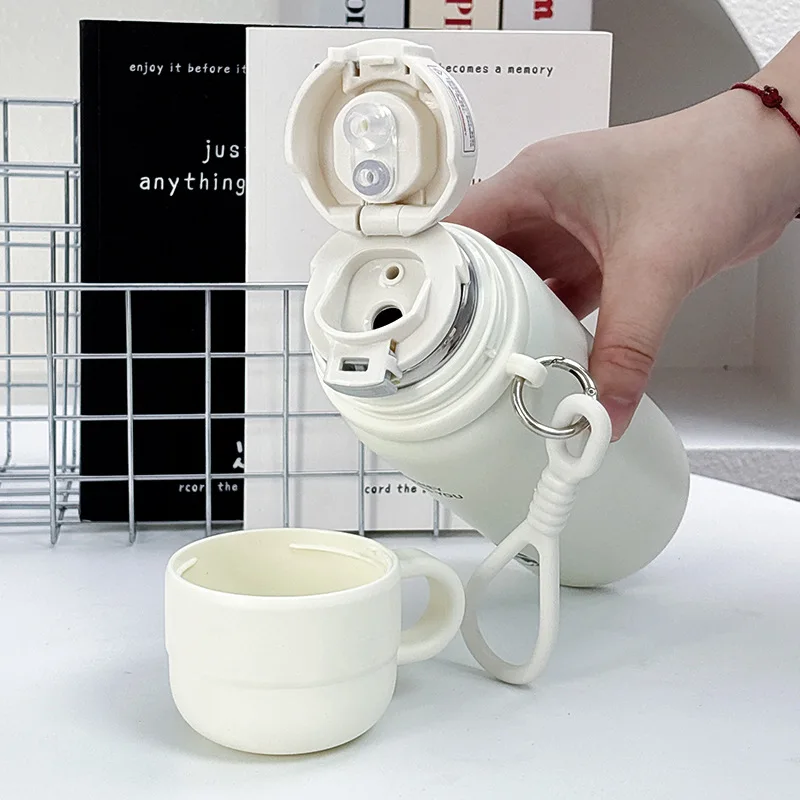 One cup three drink, ceramic water cup,thermos cup for men, simple large capacity, portable straw  with tea separator for making
