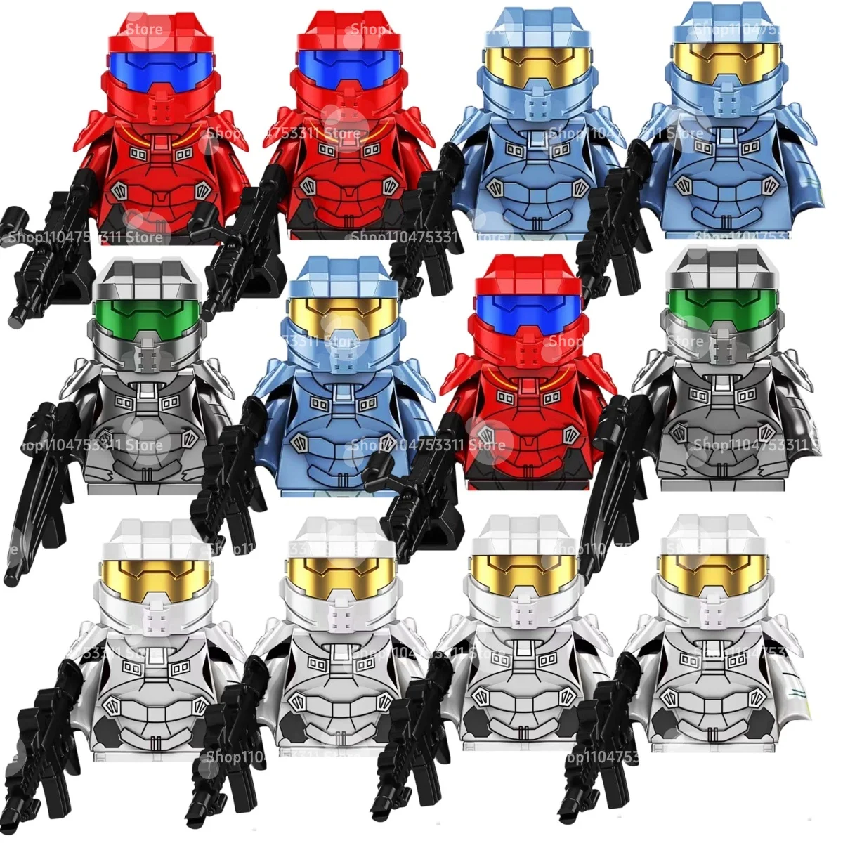 人気映画「ハロ」のキャラクターをモチーフにした組み立てブロック、アーミーソルジャーの子供向けブロック玩具、DIYブロックコレクションギフト