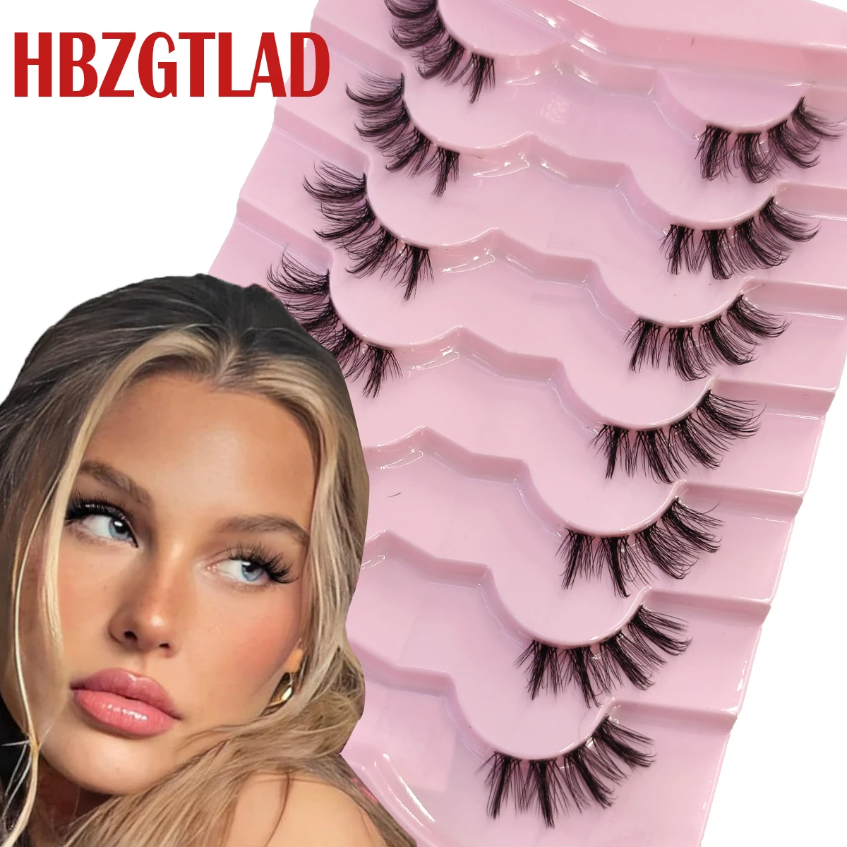 7 مزدوجة نصف رمش الطبيعية ثلاثية الأبعاد القط العين رمش اليدوية شفافة جحر الثعلب نصف رمش تمديد ماكياج رمش كاذبة