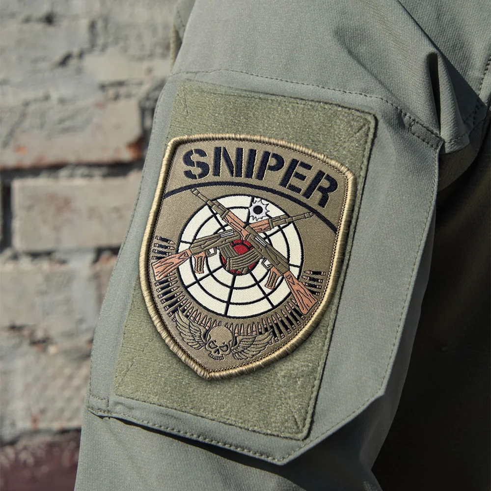 Parche táctico bordado SNIPER con velcro gancho y bucle para ropa