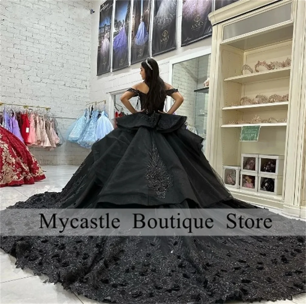 Vestido de festa princesa, Vestido de baile, Renda, Preto, Formal, 15 Anos, 2023