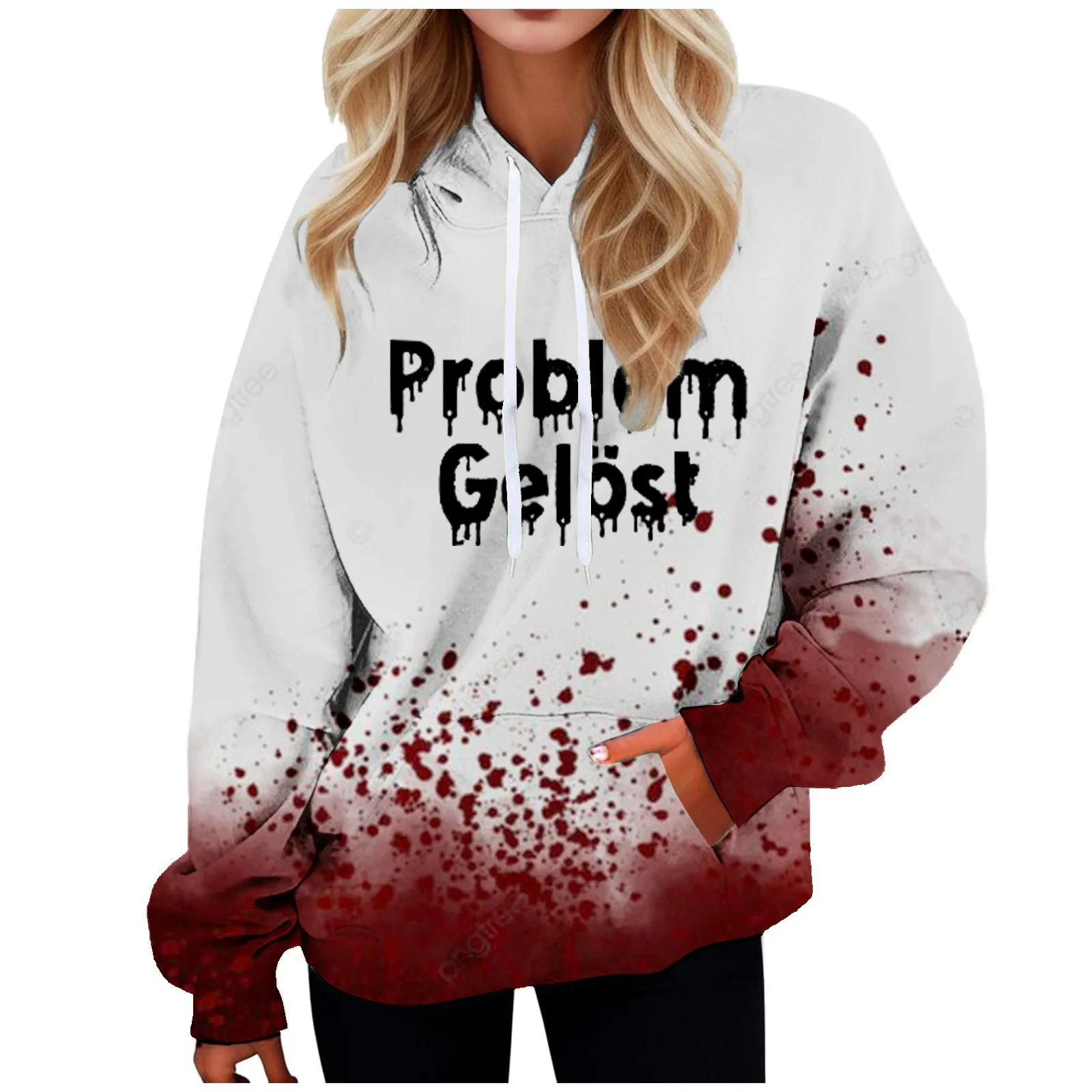 Hoodie 3D Halloween untuk wanita, Sweatshirt bertudung bercetak seluruh dunia, Pullover pakaian jalanan Unisex kasual musim gugur