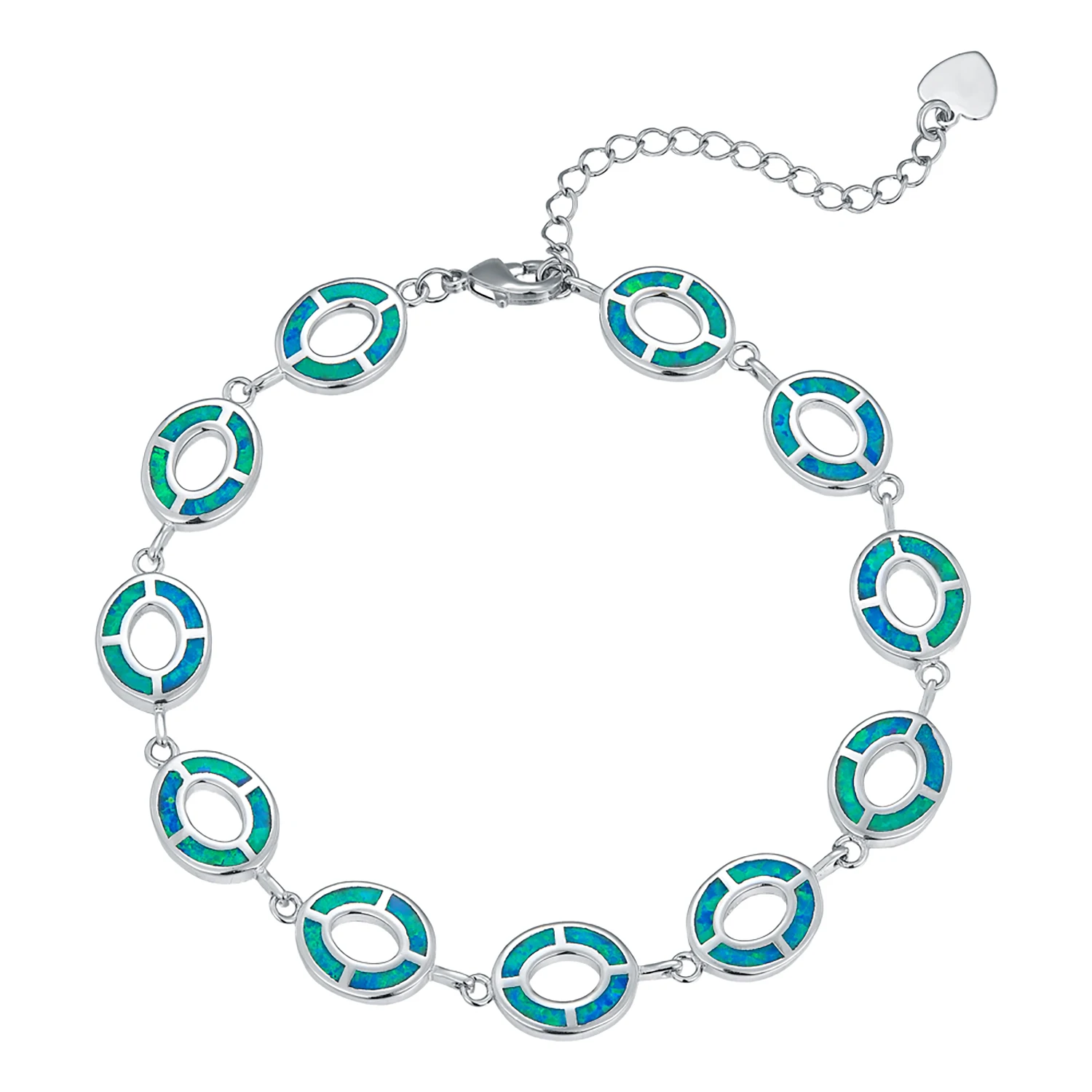 Boho Chic Women Blue Opal Light Silver Color Bracelet,Adjustable Chain Minimalist Jewelry,Everyday Stackable Luxury Gift for Her