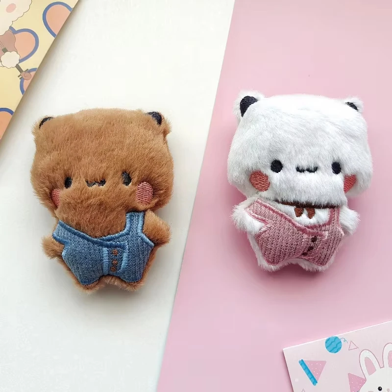 Niedliche Bubu Dudu Plüsch-Schlüsselanhänger, Weiche Flauschige Weiße & Braune Teddybär-Taschenanhänger, Kawaii Stofftier-Anhänger für Rucksäcke