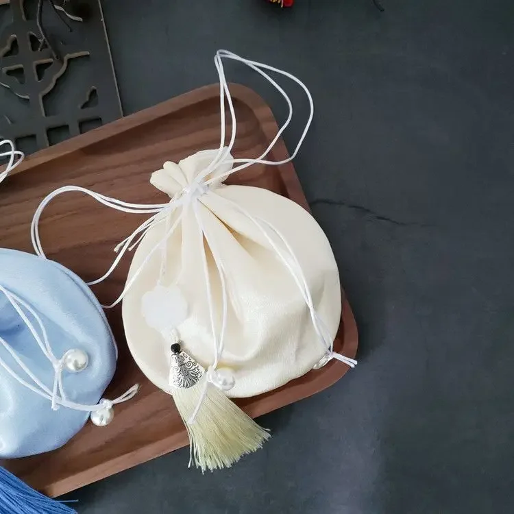 Literary Mini Antique Style Purse Chinese Tassel Brocade Small Pendant Accessory Sachet Empty Bag Woman
