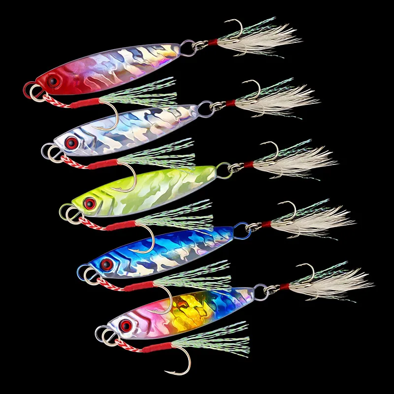 Bazooka Slow Jig Fishing Lure Metal Spoon Jigging Ice Hard Bait Lead Sinking Laser Saltwater Boat Bass Pike Shore Ice Winter