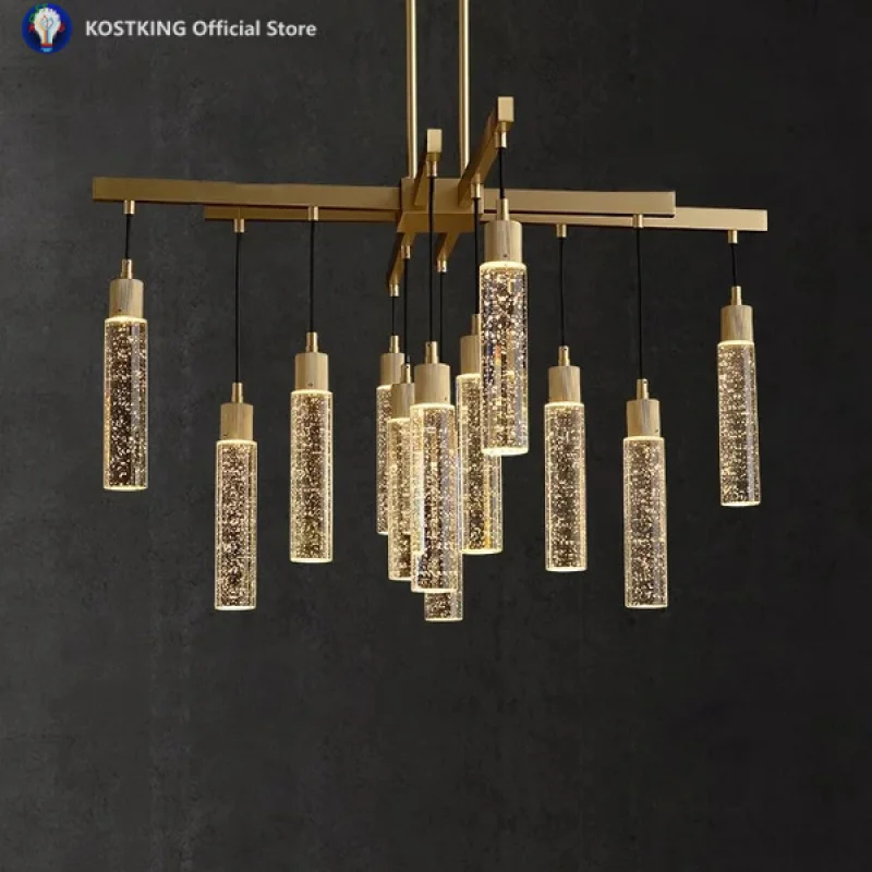 

K9 Bubble Crystal Luxury Chandelier Lighting Copper Dinging Living Room Postmodern Hanging Lamp Bedroom Villa Home Art Fixtures