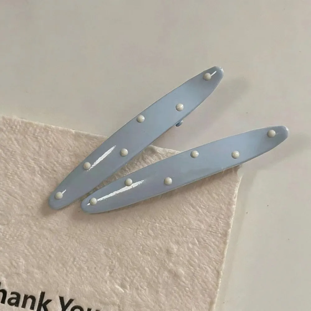 New Resin Duckbill Hair Clip Cream White Light Blue Bangs Clip Sturdy Hold Polka Dot Women Hair Clip Bangs Securing