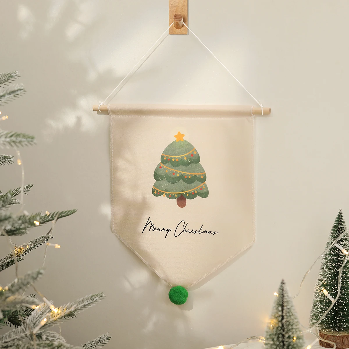 1PC Christmas party decoration hanging flags hanging cloth on the background wall cute elk fresh Christmas tree old man.