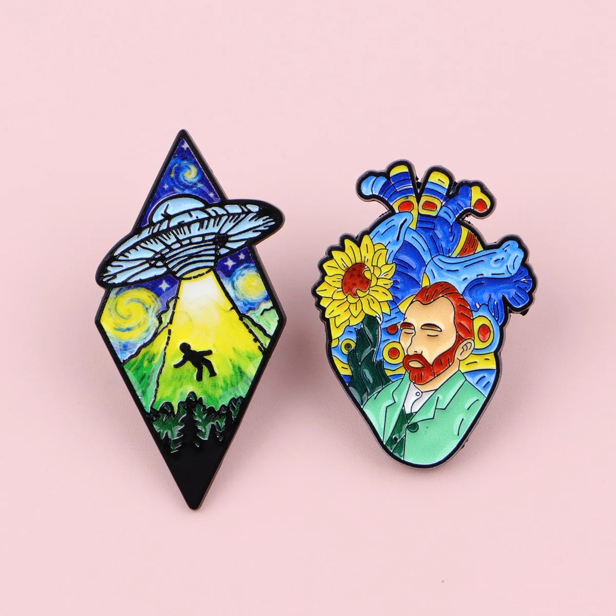 Van Gogh Painting Style Badges Lapel Pins for Backpack Men Women Brooch for Clothes Enamel Pin Jewelry Accessories Holiday Gifts - view 4