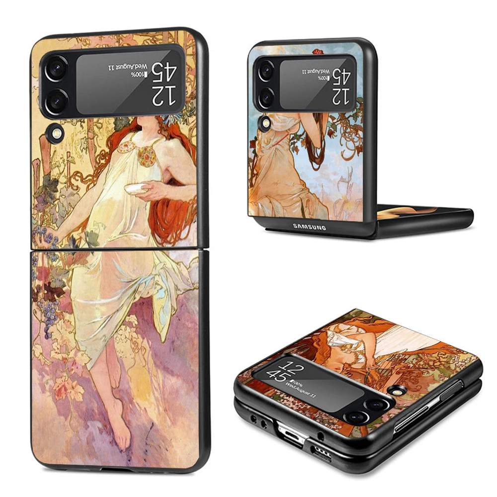 Alfons Mucha Primavera Phone Case For Samsung Galaxy Z Flip3 Flip4 Flip5 Flip6 PC Shell For Z Flip 3 4 5 6 Hard Folding Art Cove