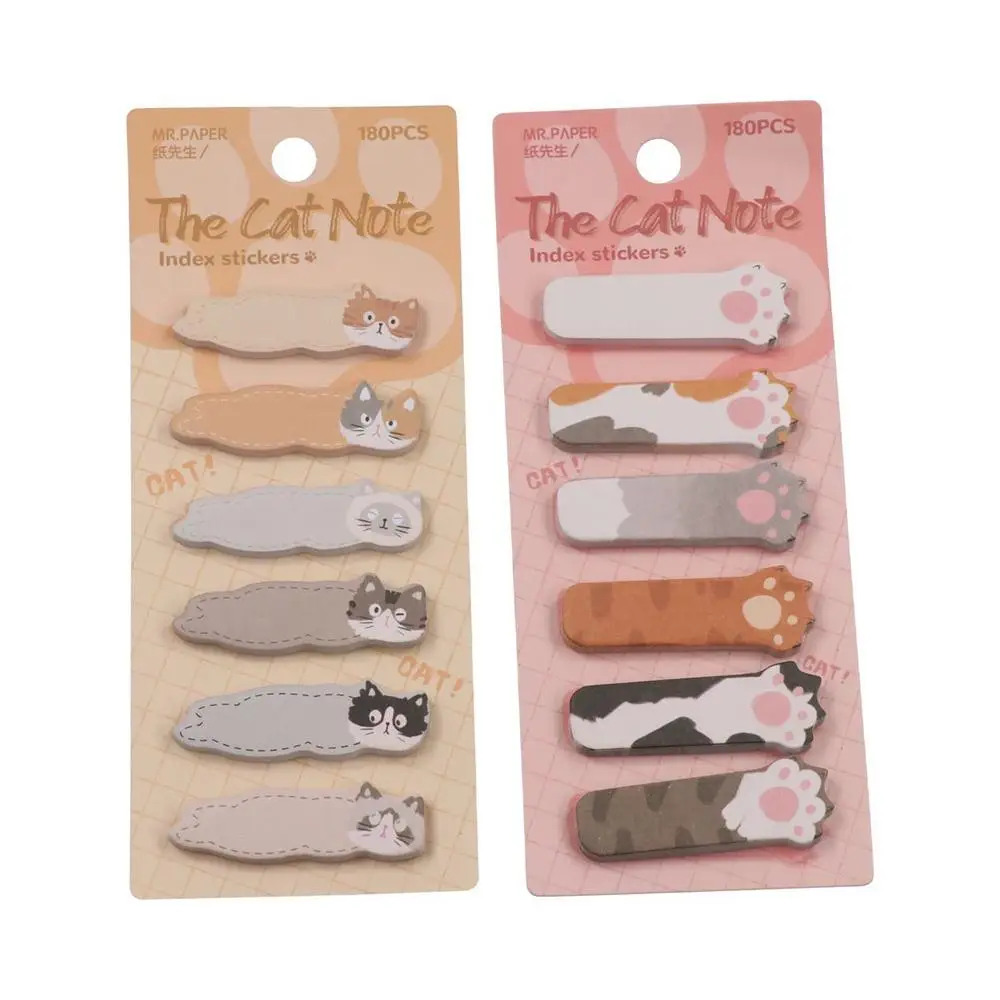 Bookmarks Memo Pad Cat Index Sticker Meow Creative Kitty Index Dividers Label Cartoon Cat Paw Sticky Note Office