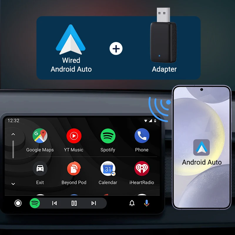 Acodo-Smart Box Carplay sans fil et Android Auto, adaptateur 2 en 1 avec USB Plug and Play, connexion automatique rapide, WiFi, universel