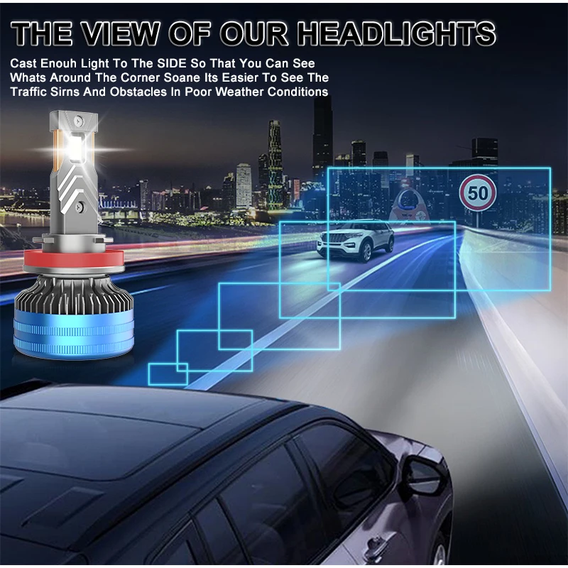 Dualvision H1 H3 H4 H7 LED H8 H11 9005 HB3 9006 HB4 9012 Hir2 Led المصباح لمبة Canbus ضوء السيارات عدة H7 توربو الضباب مصباح #4