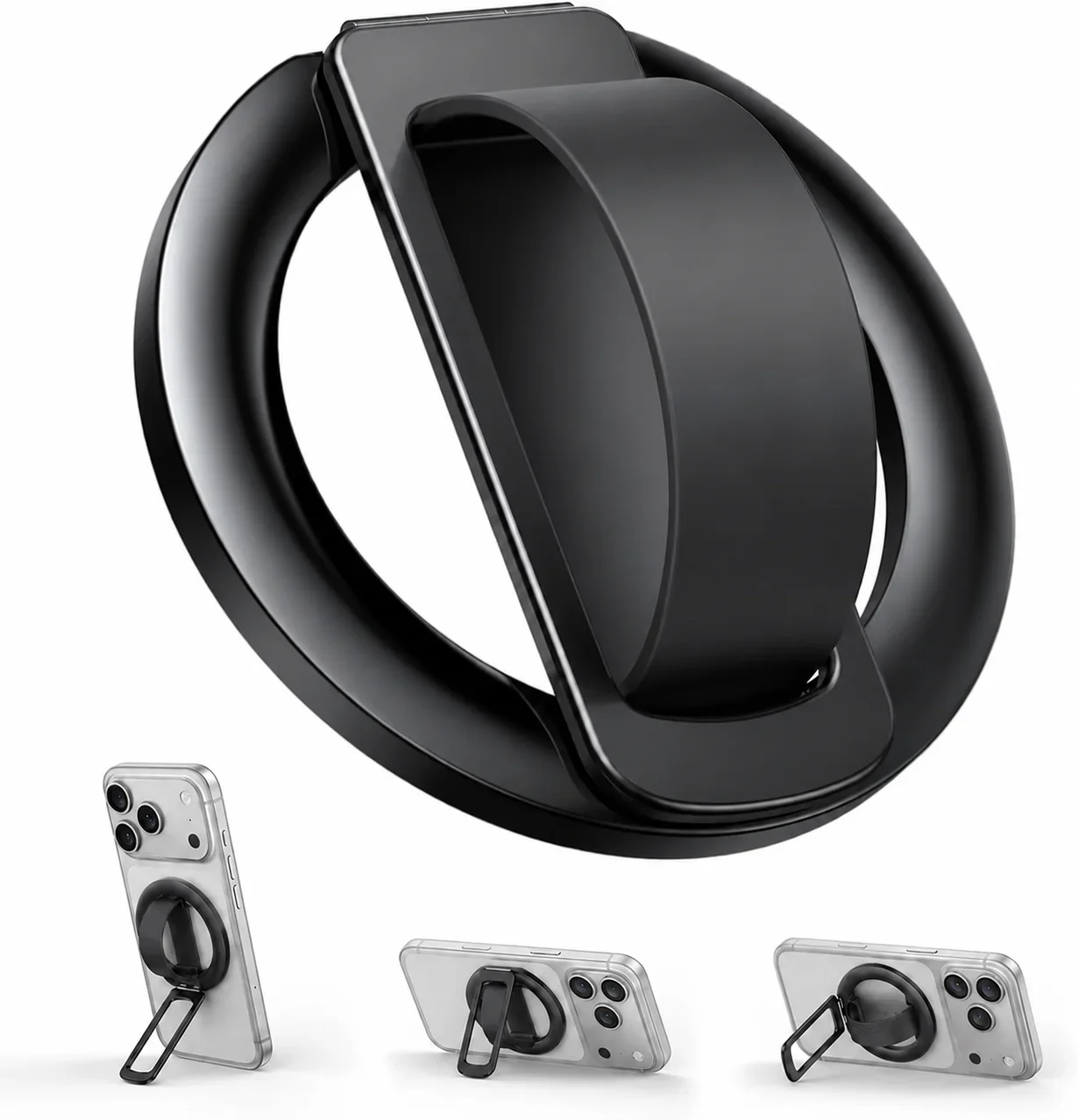 

For MagSafe Ring Holder with Soft Silicone Finger Strap,Strong Magnetic Grip & Kickstand for iPhone 16 -Universal Phone Bracket