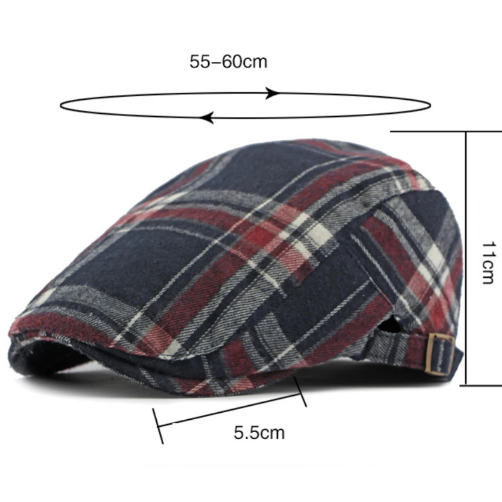 

HT4358 Berets Spring Summer Sun Cap Retro Artist Painter Plaid Beret Hat Men Women Ivy Flat Cap Male Female Adjustable Beret Cap