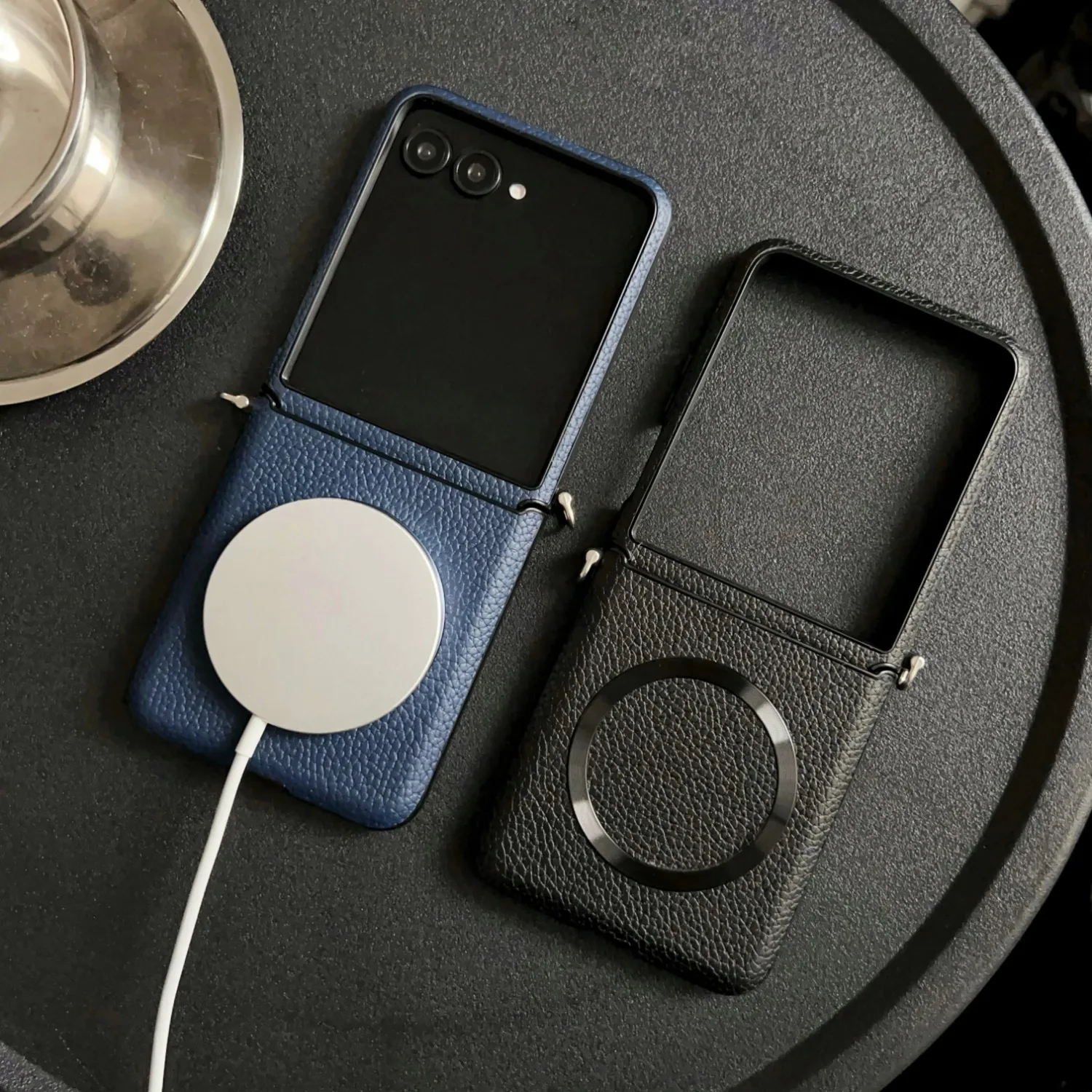 For MagSafe Magnetic Wireless Charging Litchi Texture PU Leather Case For Motorola Moto Razr 60 50 Ultra Plus + 2024 2025 Cover