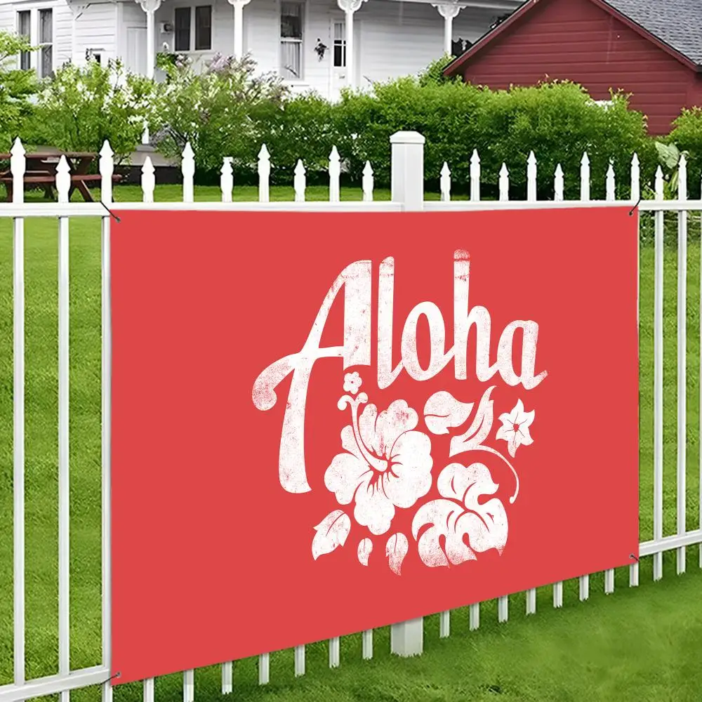 Aloha Hibiscus Design Flags Aesthetic Wall Tapestry Printed Wall Hanging Living Room Party Outdoor Decor