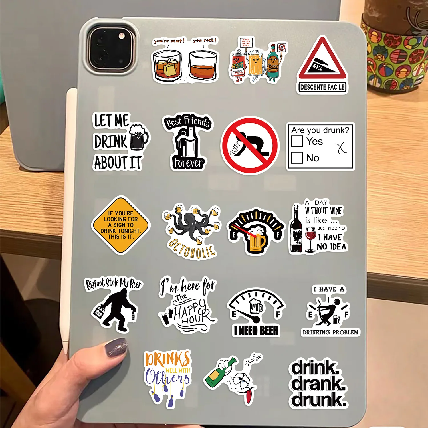 50 قطعة الكحولية مضحك الفودكا البيرة النبيذ في حالة سكر ميمي ملصقات Graffiti بها بنفسك الكتابة على الجدران ملصق مضاد للمياه الديكور الثلاجة الهاتف مذكرات #3