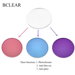 BCLEAR 1.56 Aspherical Anti-blue Anti-glare Lenses Photochromic Sun Lenses Pink Blue Purple Prescription Lens Summer Chameleon