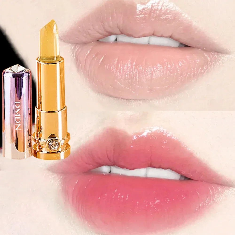 Heallor-pintalabios de gelatina de cristal de diamante, lápiz labial con cambio de Color de temperatura, cosmético impermeable, maquillaje hidratante, labio transparente