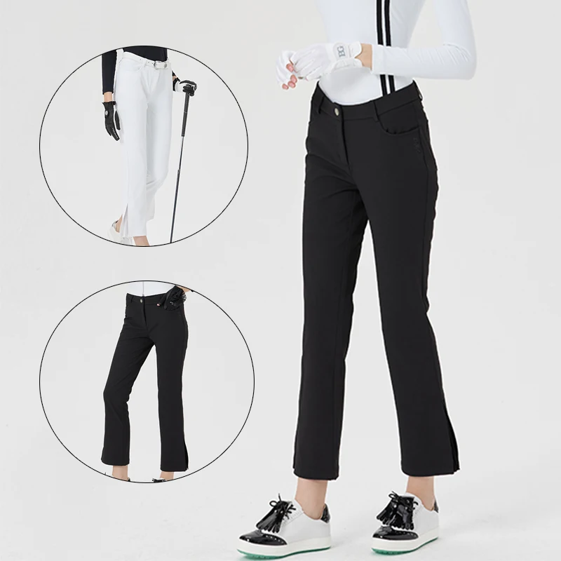 

Biktee Female High Waist Golf Sweatpants Ladies Slim Pleated Trousers Autumn Flared Cropped Pants Elegant Leisure Golf Apparel