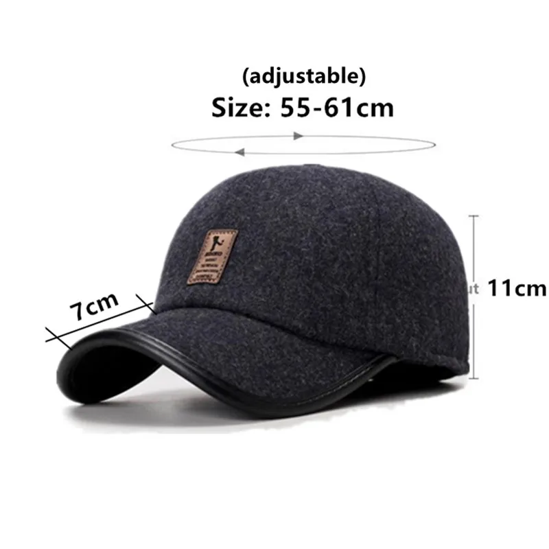 Winter Men's Cap Plush Thickened Coldproof Earmuffs Hats Warm Baseball Caps Cycling Cap Golf Cap Dad's Cotton Hat Free Shipping