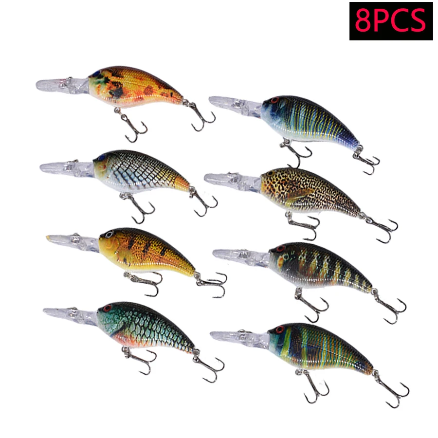 8pcs Jerkbait Minnow ABS Hard Bait Artificial Wobbler For Carp Bass Pike Fish Bass Trolling Swimbait Crankbait Fishing Lures Set