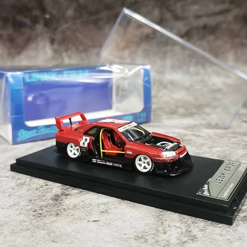 

Stance Hunters 1/64 Model Car Skyline GT-R R34 Super Silhouette ER34 Resin Vehicle Display Collection