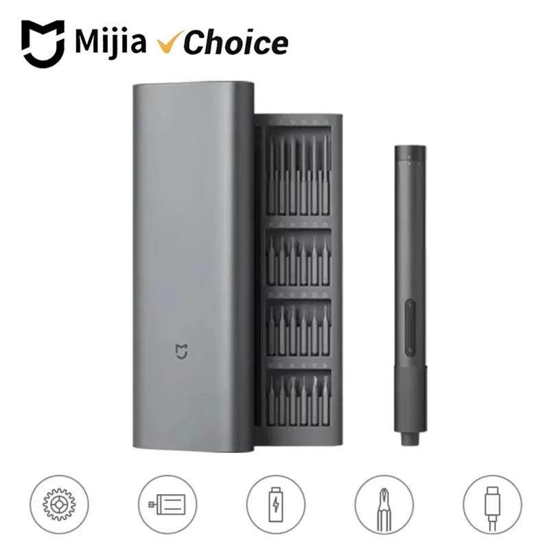 Mijia Electrical Precision Screwdriver Kit Type-C Rechargeable 2 Gear Torque 400+ Screw S2 Steel Precision Bit