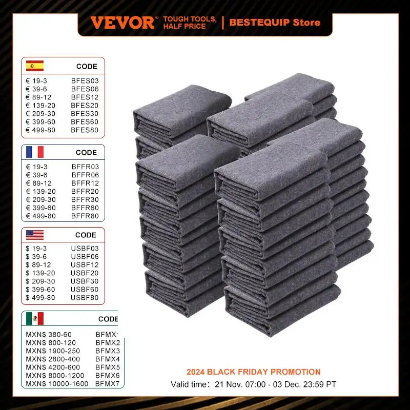 VEVOR 12/24 Packs Moving Blanket Recycled Cotton Heavy Duty Packing Shipping Mover Pads for Protect Furniture Floors Appliances