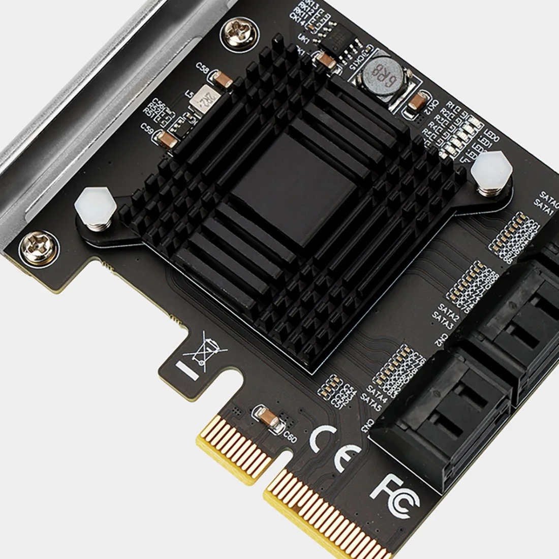 Solid Pciex4 To 6 Port SATA Expansion Card Supports 16T Hard Disk Card Expansion ASM1166