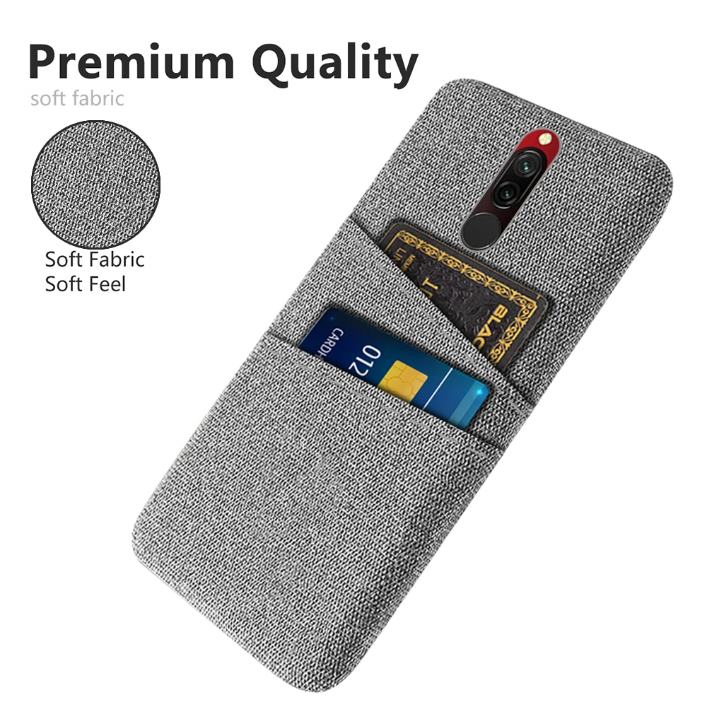 Card Case Redmi 8 Case Xiaomi Redmi 8A Case Luxury Fabric Dual Card Cover On For Xiomi Xiaomi Redmi 8A Note 8 Pro A Redmi8 Coque