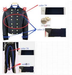 18th Century Victorian Men's Navy Black Hussar Military Jacket And Pants Full Set Cosplay Costume