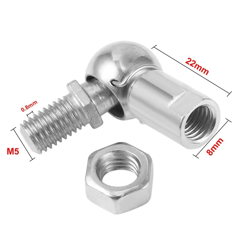 CS8, Rod End Ball Bearing With Stud, M5X0.8Mm Carbon Steel Right Hand 8Pcs,Ball Joint Bearing