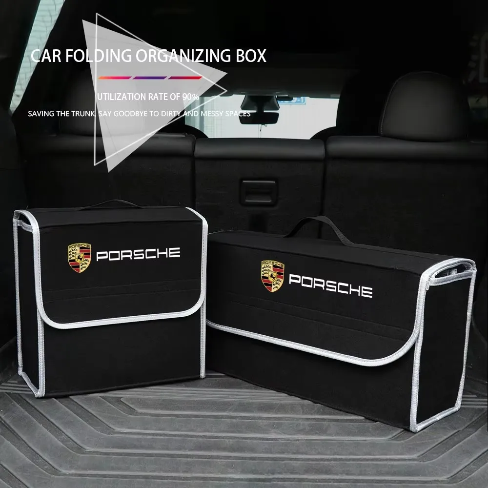 Car Trunk Organizer Box Large Capacity Folding Storage Bag For Porsche Cayenne Panamera Macan 911 718 Taycan Boxster Cayman 918