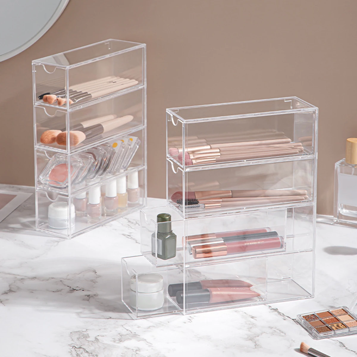 Acrylic glasses storage box transparent 4-layer storage box with 4 drawers for watches glasses and cosmetics