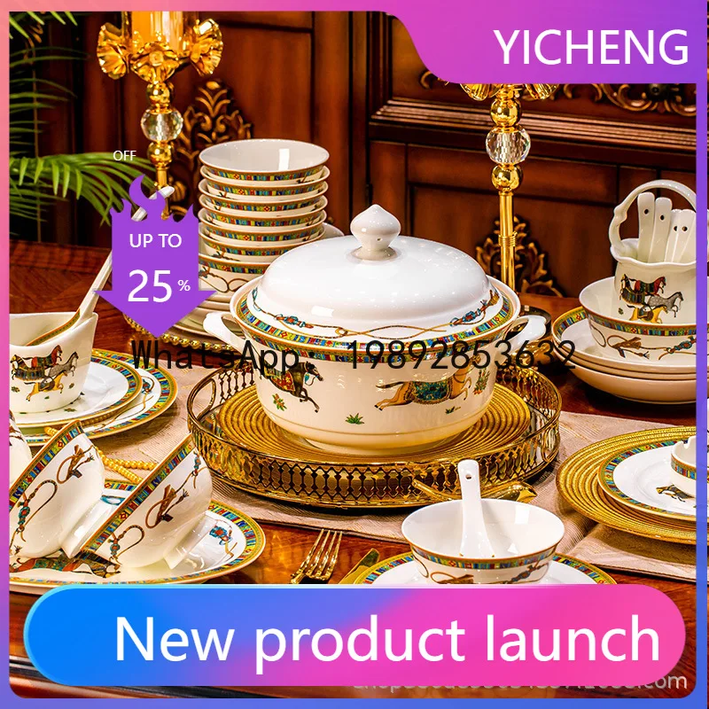 

LYY dish set, high temperature household tableware, gifts, bone china bowl and combination, ceramic tableware and chopsticks.