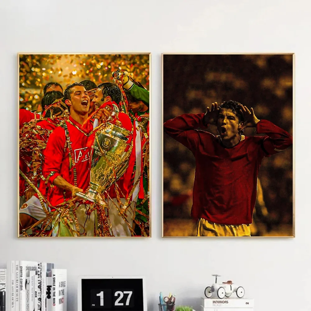 1 قطعة نجم كرة القدم الشهير C رونالدو المشارك ذاتية اللصق الفن ورقة مقاومة للماء ملصق مقهى بار غرفة جدار ديكور
