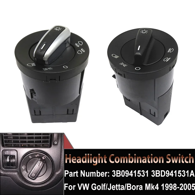 Car Headlight Control Switch For Vw Jetta Bora Golf MK4 Passat B5 Beetle T5 Polo 9N Sharan Lupo 1995-2005 3BD941531/3BD 941 531