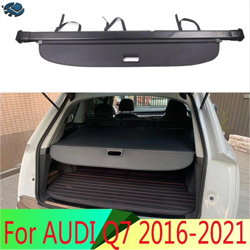 For AUDI Q7 2016-2021 Aluminum+Canvas Rear Cargo Cover privacy Trunk Screen Security Shield shade Accessorie