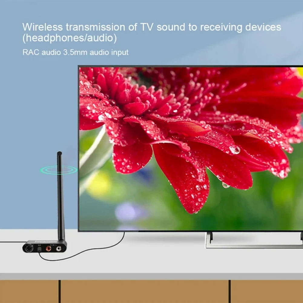 ABJG-50M 2.4G Wireless Audio Music Transmitter and Receiver with 3.5mm R/L Wireless Audio Adapter for