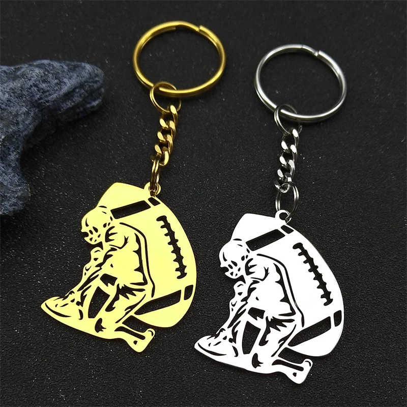 

Trend Rugby American Football Keyring For Women Men Stainless Steel Gold Silver Color Male Faith Key Chain Jewelry Gifts