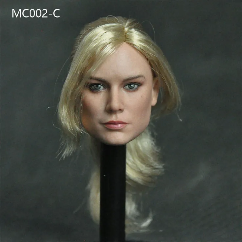 

MC002 1/6 Female Action Figure Doll Head Brie Larson Female Head Sculpt with Long Golen Hair for 12inches Body