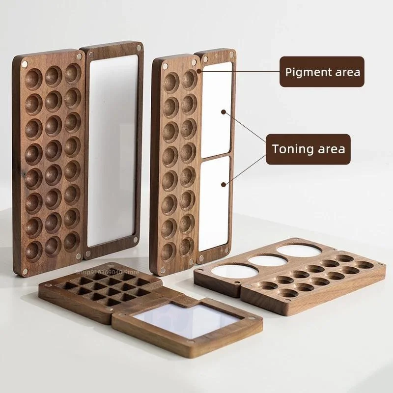Handmade Portable Wooden Watercolor Paint Box Magnetic Suction Palette for Artists Travel Sketching And Painting Art Supplies